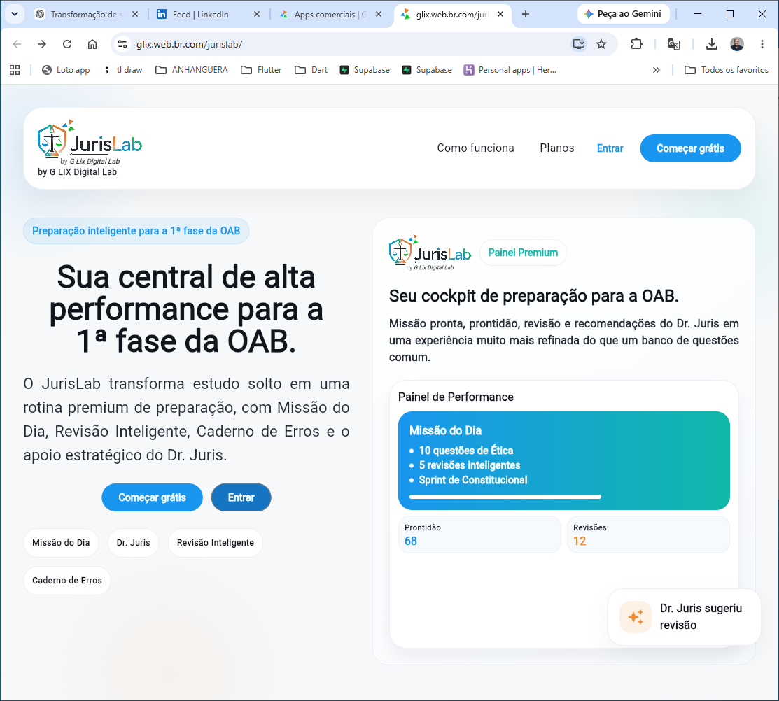 Tela inicial do JurisLab